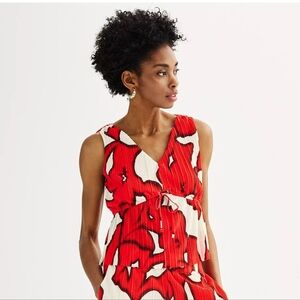 Women's Nine West Plisse Peplum V-Neck Tank Top Sz Xl